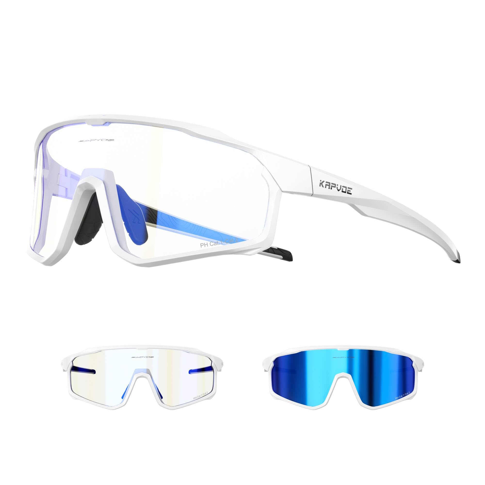 KAPVOE Photochromic Cycling Glasses Men Women Clear Sport MTB Running Baseball Running Golf — image 1