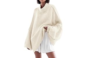 Saodimallsu Womens Oversized Sweaters Mock Neck Batwing Long Sleeve 2025 Fall Trendy Ribbed Knit Casual Tunic Sweater