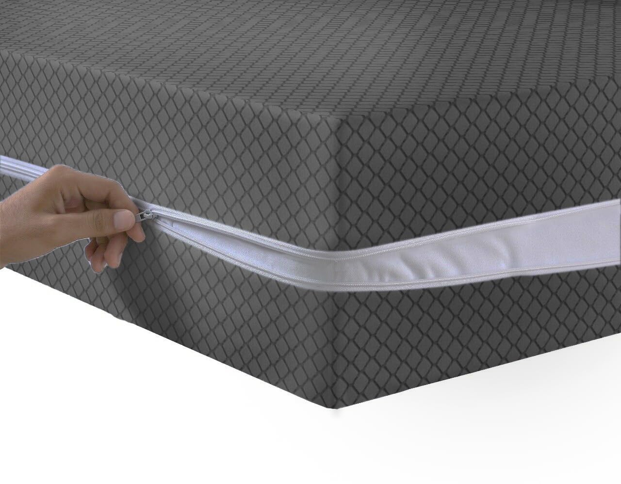 Mattress Zipped Cover Full Encasement Anti Bed Bug Mattress Zip Protector 30cm Deep & Hypoallergenic Matress Cover with Double Side Zipper Closure (Dark Grey, Double)