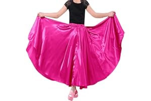 Backgarden Girls Stretched Shiny Satin Flowy Long Skirt for Belly Dance Flamenco