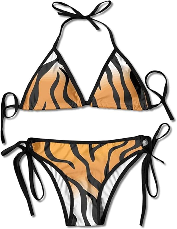 TigerSkin Funny Bikinis Womens Wrap Top Bottom Bathing Suit Bikini Swimwear 2 Piece