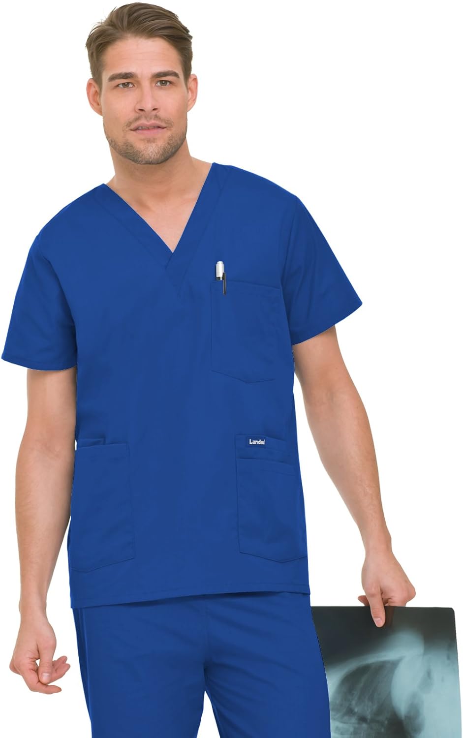 Landau Men's 5 Pocket Scrub Top7489 Clothing