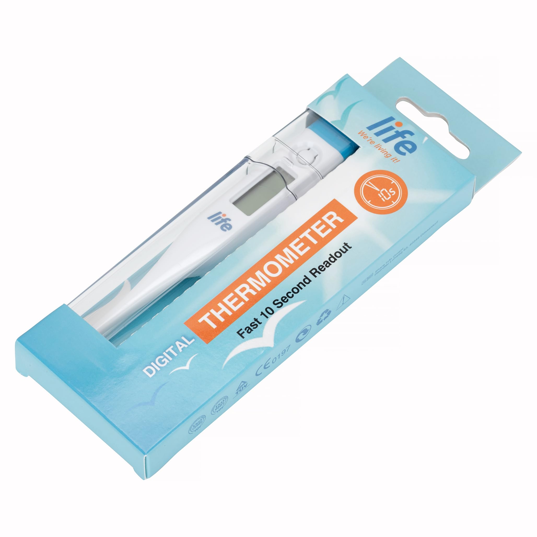 Life Digital Thermometer with Fast 10-Second Reading – Clinical Accuracy Temperature Thermometer for Oral, Underarm & Rectal Use, Audible Beep, Waterproof Tip, ℃/℉ Switch for Adults & Kids
