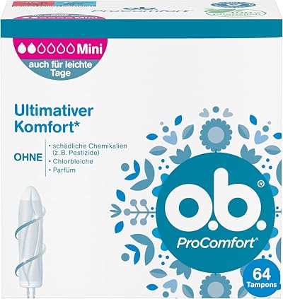 o.b. ProComfort Mini Tampons Light to Medium Days SilkTouch 64 pcs