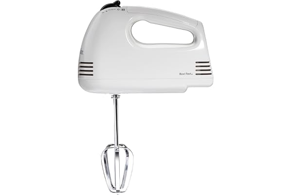 Proctor Silex Easy Mix 5-Speed Electric Hand Mixer, 125W, Lightweight Compact with Bowl Rest and Stainless Steel Beaters, Whi