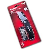 HUSKY Folding Utility Knife Lock Back/TESTURED Grip Color RED