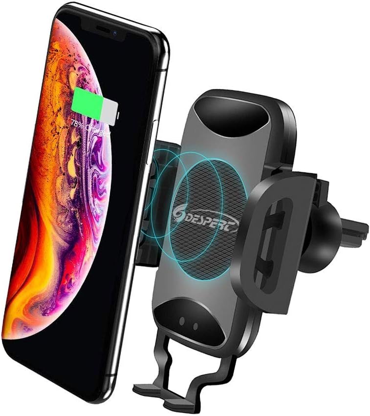 Despert Wireless Car Charger, Qi Fast Wireless Charger Car Mount Air Vent Infrared Sensor Automatic Phone Holder Stand for iPhone XS/XR/X/8/8 Plus/Samsung Galaxy S9/S8/S8 Plus/S7/S6 Edge/Note 5