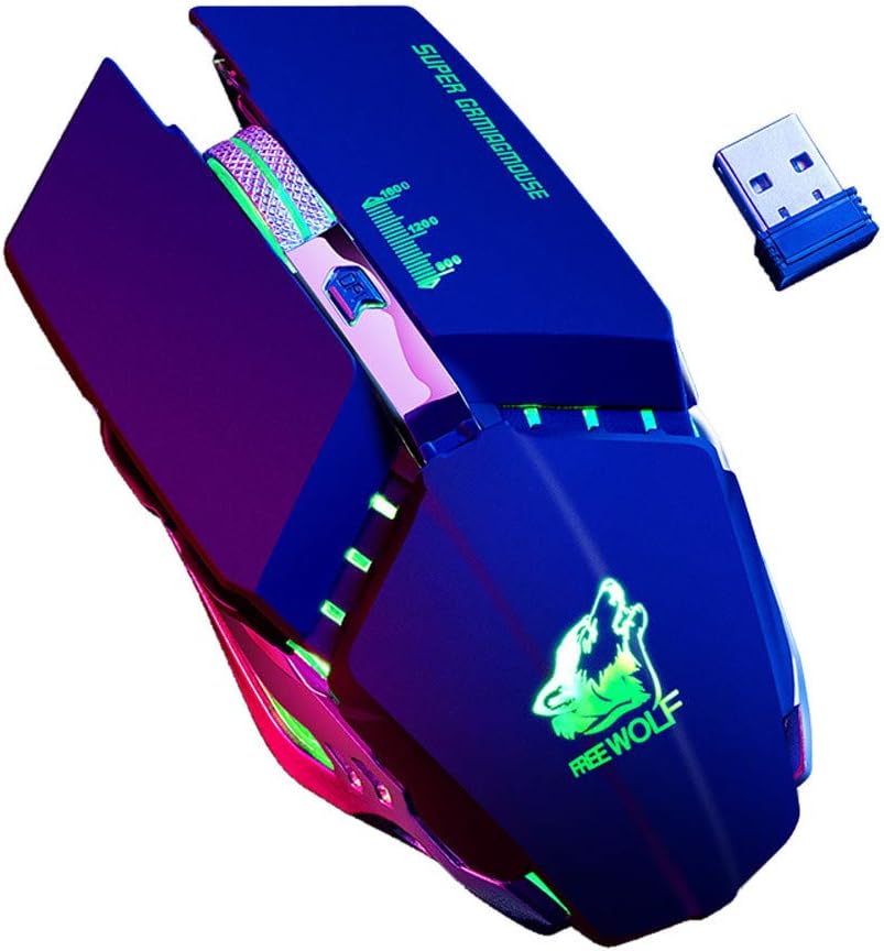 Bescita Rechargeable Wireless Silent LED Backlight USB Optical Ergonomic Gaming Mouse with USB Nano Receiver for PC Laptop iMac MacBook Microsoft Pro Office Home a