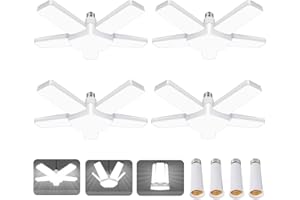 Coomoors Led Garage Lights 4 Pack, 100W LED Shop Light, 10000LM 6500K E26/E27 Garage Ceiling Light with 5 Adjustable Panels for Garage Workshop Basement Workbench Barn Warehouse