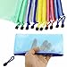 Newbested 30 PCS 5 Colors Plastic Zip File Paper Document Folder Bags Storage Pouch Waterproof Plastic Double Layer Zipper File Bags Invoice Pouches Bill Bag Pencil Pouch Pen Bag