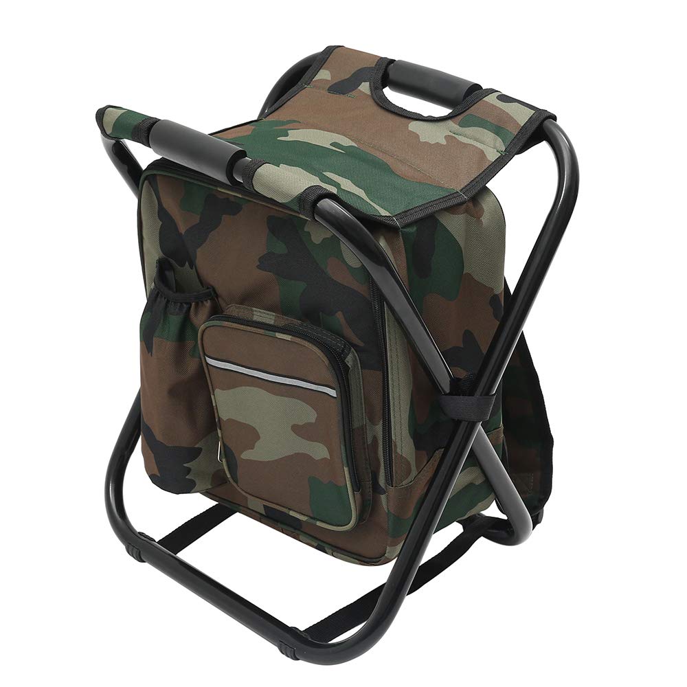Folding Camping Chair Stool Oxford Fabric Waterproof Folding Camping Chair Fishing Tackle Seat Table Bag Compact Lightweight Bag for Outdoor Fishing Travel Hiking Beach ravelling Subway (camouflage)