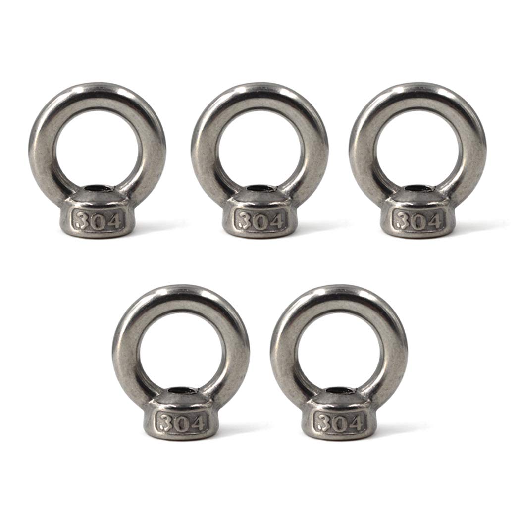 M8 Ring Shape Lifting Eye Nut 304 Stainless Steel Threaded Nut Fastener-5 Pack