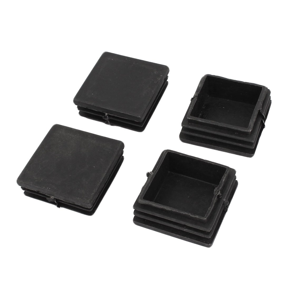 Sourcingmap Plastic Square Chair Legs Tubing Tube Pipe End Caps Inserts 43mm x 43mm 4pcs Black