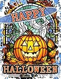 Happy Halloween Stained Glass Coloring Book for