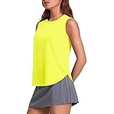 PINSPARK Workout Tank Tops Woman UPF 50+ Yoga Tanks Quick Dry Sleeveless Gym Shirts with Side Slits Loose Fit Athletic Top