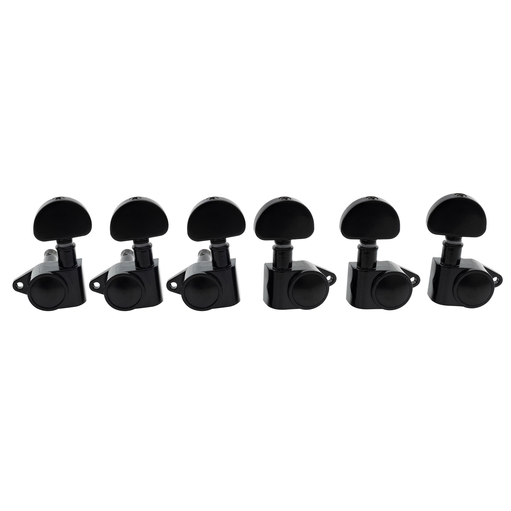 Musiclily Economy 3L3R Roto Style Sealed Guitar Machine Heads Tuners Tuning Keys Set Compatible with USA Les Paul or Epiphone Les Paul SG ES, Oval Button Black