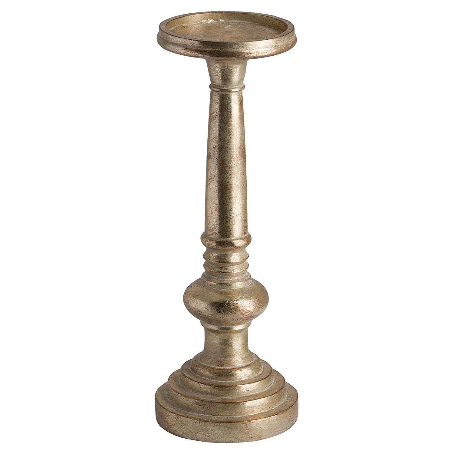 Hill 1975 Antique Brass Effect Candle Holder, GLASS,RESIN, Mixed, 12.3 x 12.3 x 31cm