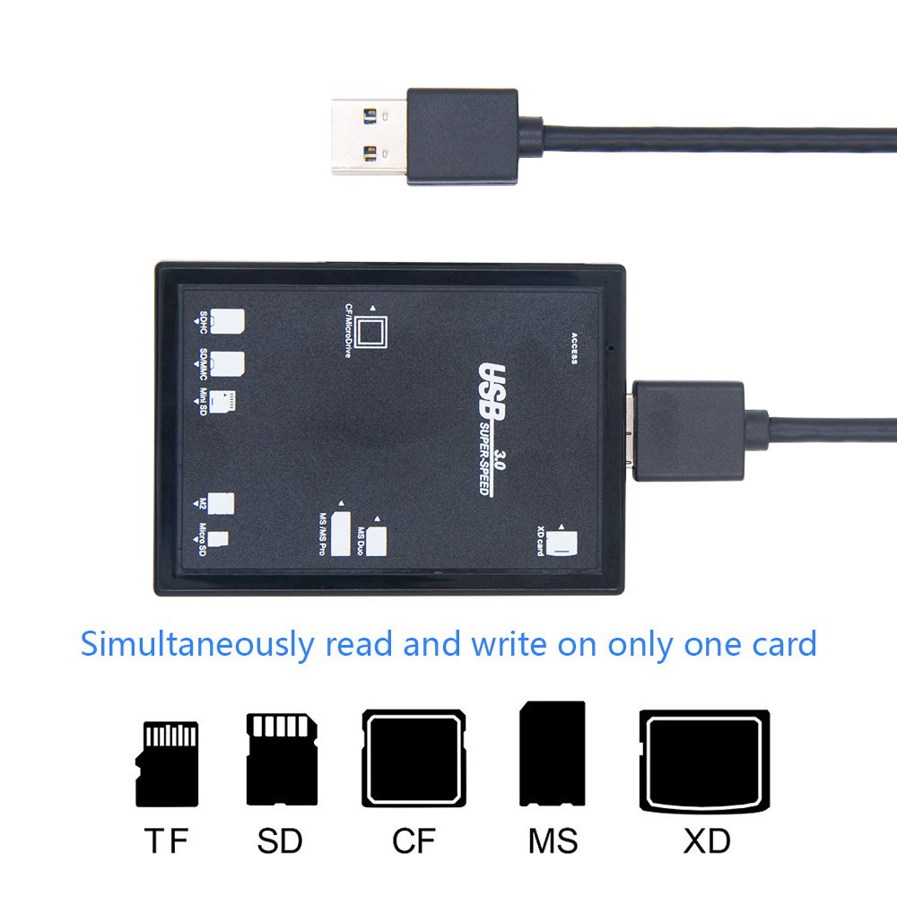 E2APM USB 3.0 Computer Card Readers Compact Flash Memory Card Reader Multi Card Slot for Micro SD, SD, SDHC, SDXC, CF, XD, MS