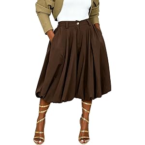 Unybwonn Women Wide Leg Bermuda Shorts High Waist Pleated Bubble Jorts | Baggy Balloon Palazzo Casual Capri Pants,Lightweight