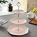 Jusalpha 3-tier Pink Ceramic Cake Stand/Cupcake Stand/Dessert Stand/Tea Party Pastry Serving Platter/Food Display, Stand, Comes In a Gift Box- Free Sugar Tong, Pink