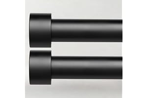 TIME FOREST 2 Pack Curtain Rods for Windows 28 to 48 Inch(2.3-4ft), 1 Inch Black Adjustable Heavy Duty Curtain Rod Set, Modern Outdoor Drapery Rods for Patio Bedroom, Size 32"- 60"