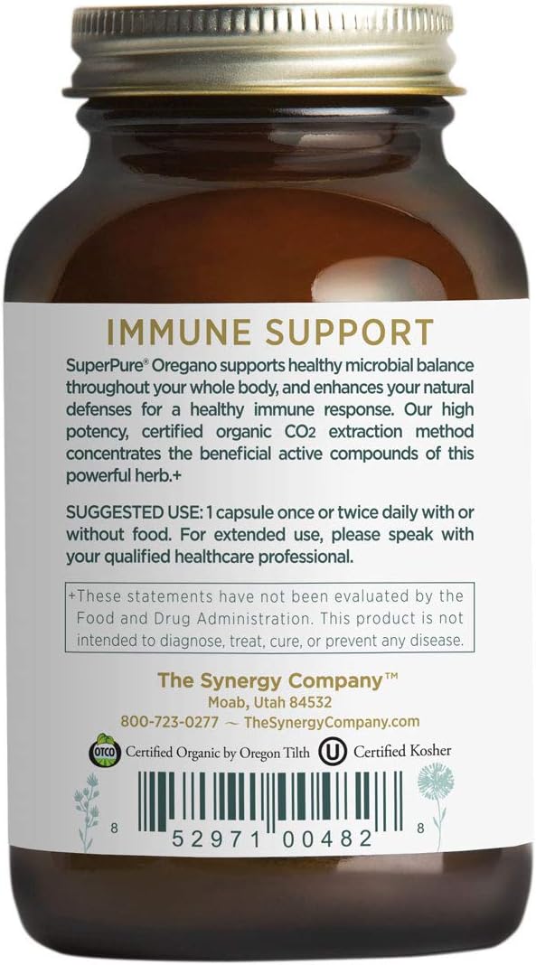 Pure Synergy SuperPure® Oregano Extract (60 Capsules) Made with Organic Oregano for Immune Health Support: Health & Personal Care