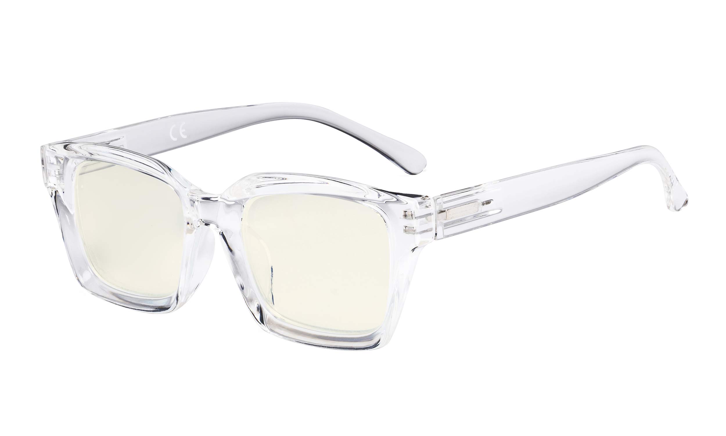 Eyekepper Ladies Computer Glasses - Blue Light Filter Readers Women- UV420 Protection Oversized Square Design Eyeglasses (+1.50, Transparent-BB40 Lens)