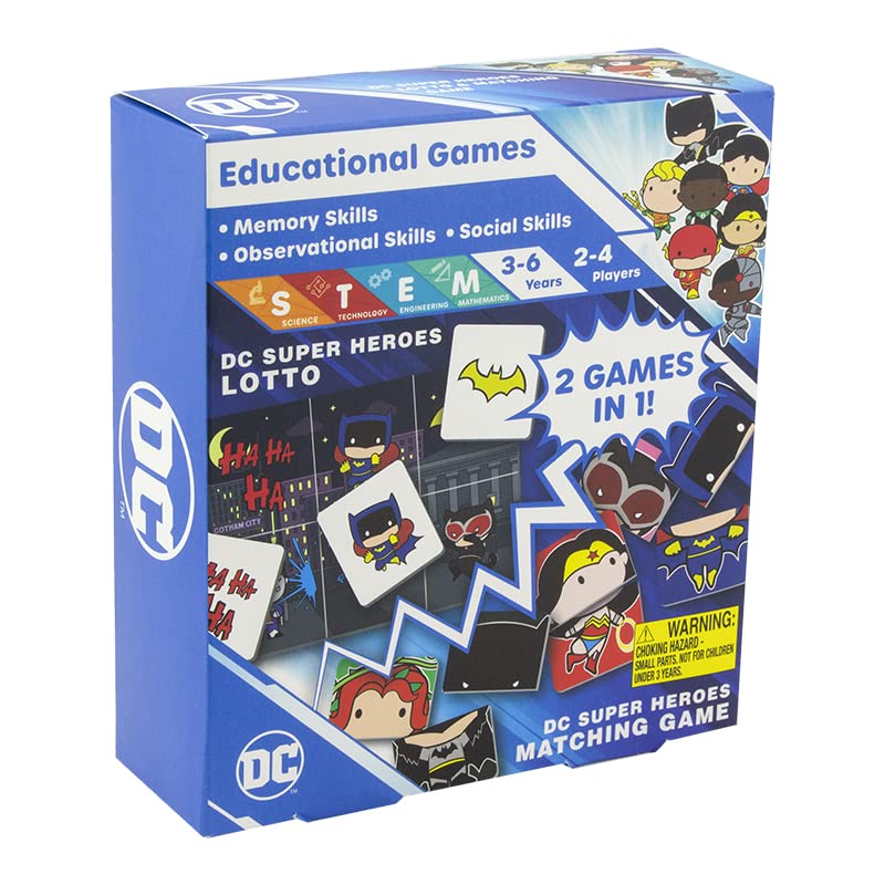 Paladone DC Comics Super Heroes Matching Game, 2 Games in 1, Officially Licensed DC Comics Merchandise, Gift for Kids, Men