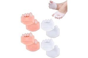 Jalopink Adjustable Silicone Toe Separators, Spacers Bunion Corrector for Women Men, Toe Straightener,Breathable Soft and Comfortable Silicone Foot Cushions (4 Pairs)