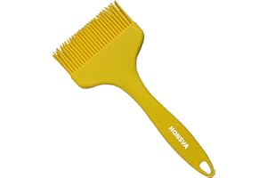 HONSVA Massive Silicone Pastry Basting Brush, One-Piece Design, W/3.5" L/8.5", Heat Resistant Kitchen Brush for Baking, Grilling, Basting Oil, Butter, BBQ Sauce, Marinade, Dishwasher Safe, 1Pcs Yellow