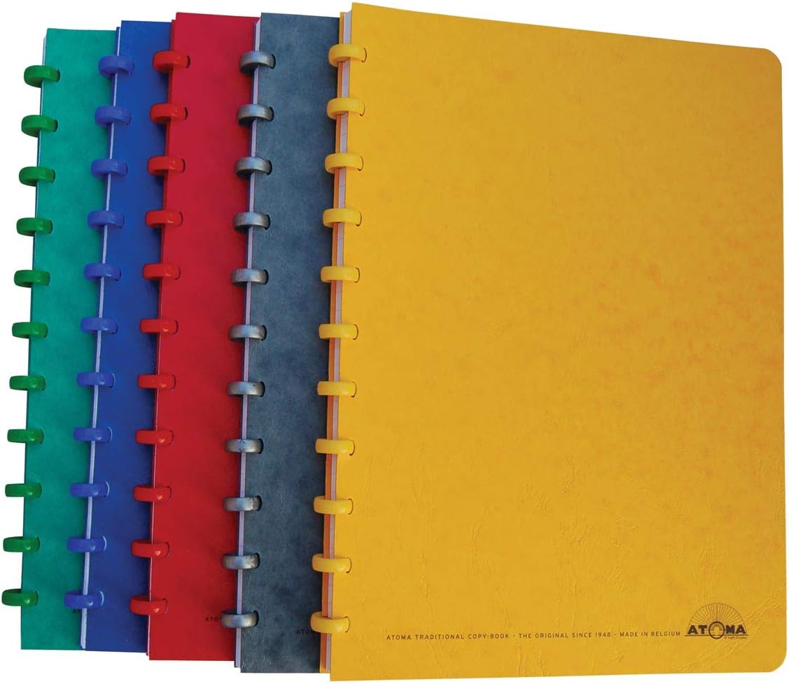 Atoma Classic A4 Notebook - Card Cover, 100 Moveable Pages Lined Paper Blue