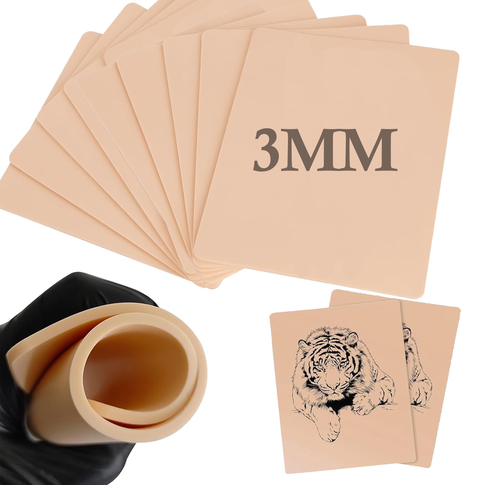 6PCS Tattoo Skin 3mm - LEAYOKA Fake SkinTattoo Double Sided Tattoo Practice Professional Exercise Skin — image 1