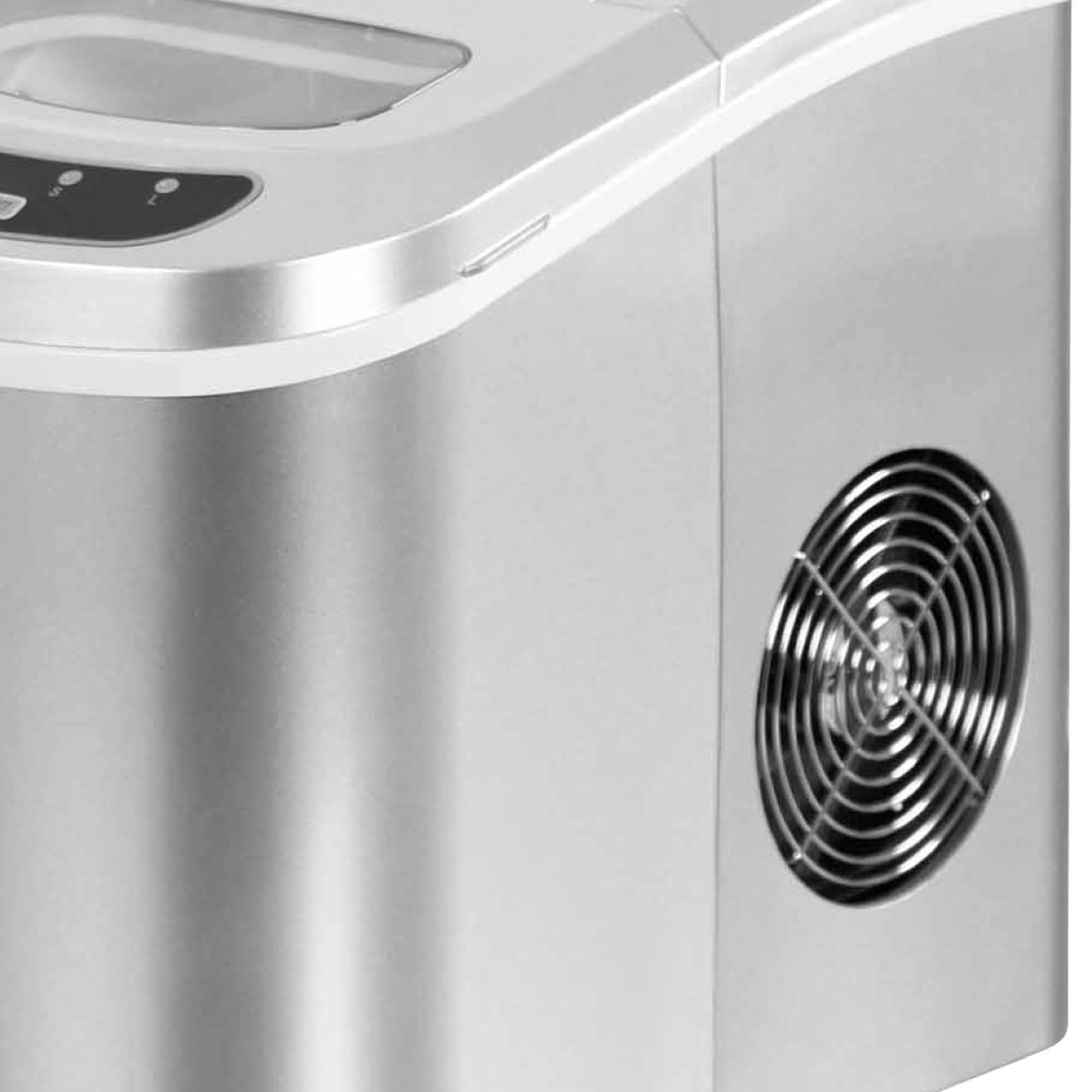 Magic Chef 27-Lb. Portable Ice Maker in Silver, Tabletop Ice Maker for Kitchen, Apartment, Dorm, and Basement with Viewing Window, 2 Ice Cube Sizes, and Ice & Water Level Indicator Lights