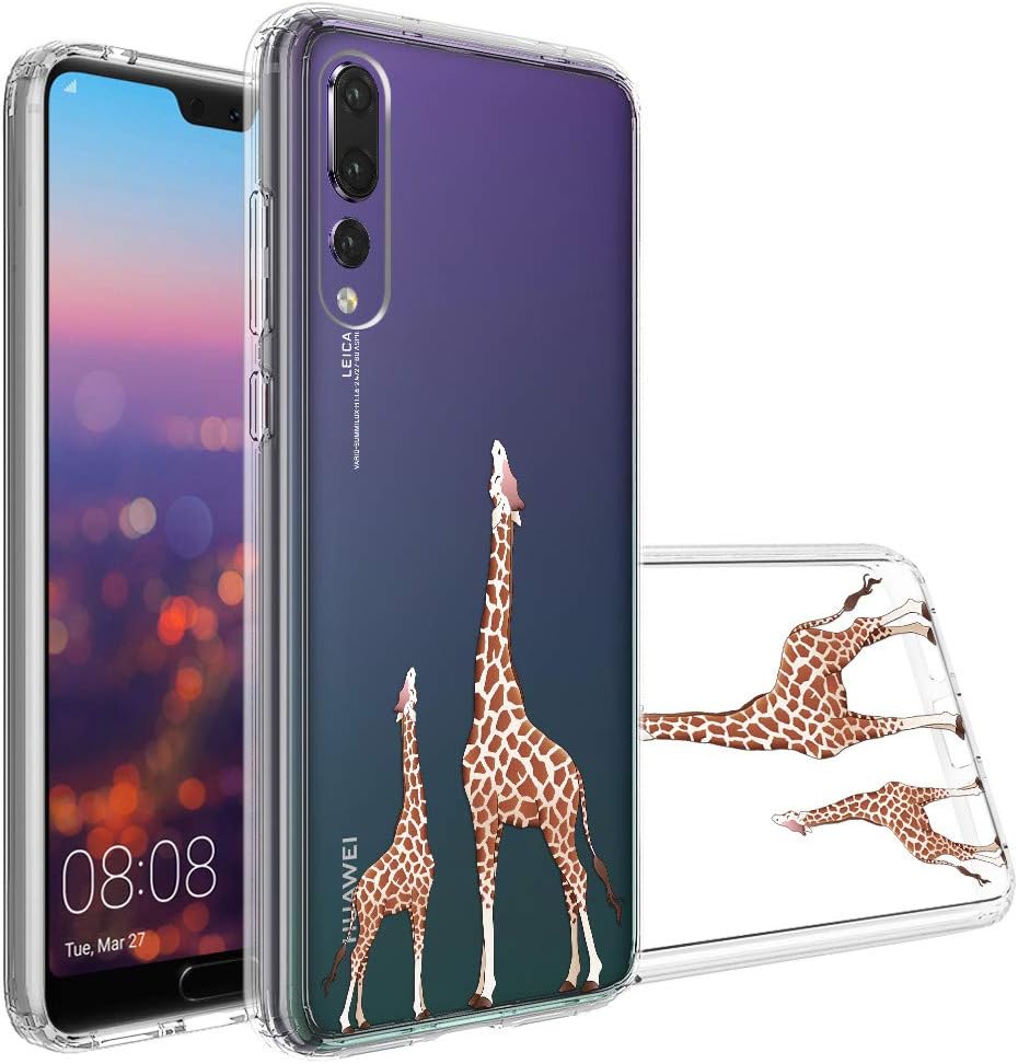 Topnow Huawei P20 Pro Case, [Anti-Scratch PC + Shockproof Anti-Drop Soft TPU] Advanced Printing Pattern Phone Cases Glossy Drawing Design Cover for Huawei P20 Pro - Giraffe