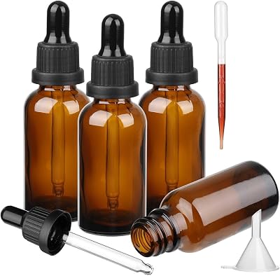 Hyber&Cara Amber Glass Bottle 4 x 50ml with Glass Dropper Set