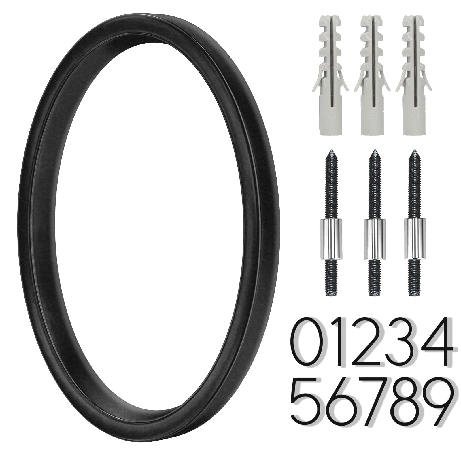 Photo 1 of 5 Inch Stainless Steel Floating House Number, Metal Modern House Numbers, for Outdoor Mailbox Yard Home Wall DoorGarage Gate with Nail Kit, Coated Black, 911 Visibility Signage
