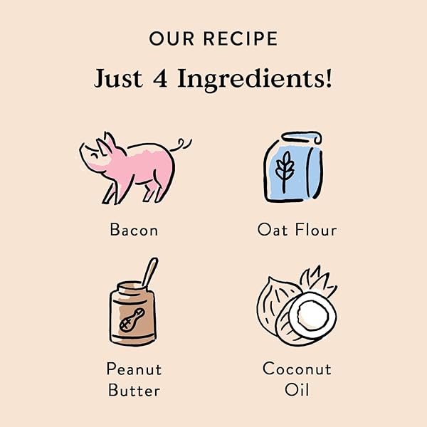 BOCCE’S BAKERY OVEN BAKED BAC’N NUTTY TREATS FOR DOGS, EVERYDAY WHEAT-FREE DOG TREATS, MADE WITH REAL INGREDIENTS, BAKED IN THE USA, ALL-NATURAL PB & BACON BISCUITS, 5 OZ