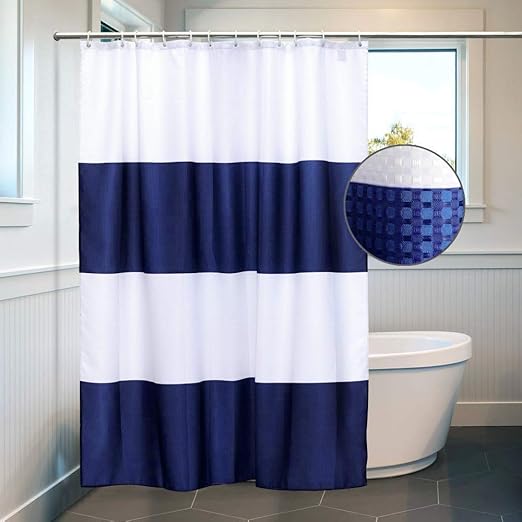Amazon Com Waffle Muti Color Design White And Navy Blue Shower