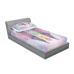 Ambesonne Angel Wings Fitted Sheet & Pillow Sham