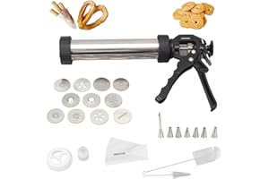 Churro Maker Machine, 3-in-1 Multifunctional Spritz Cookie Press, 304 Stainless Steel Churro & Cookie Press Gun with 1 Hollow