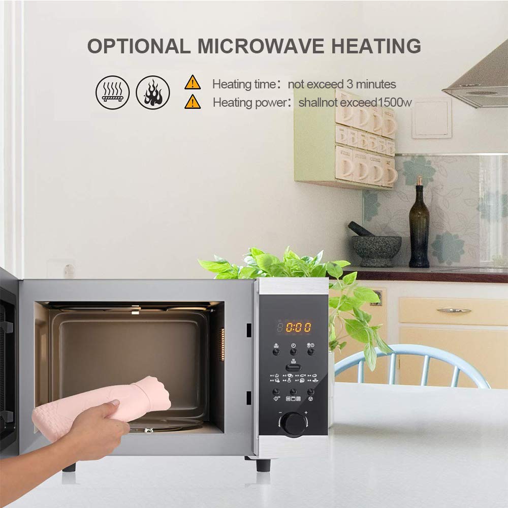 Silicone Hot Water Bottle with Removable Soft Knitted Cover Silicone BPA Free Hot Water Bag Hot Cold Therapy for Birthday, Christmas, Valentine\'s Day, Gift Exchange Party (Pink)