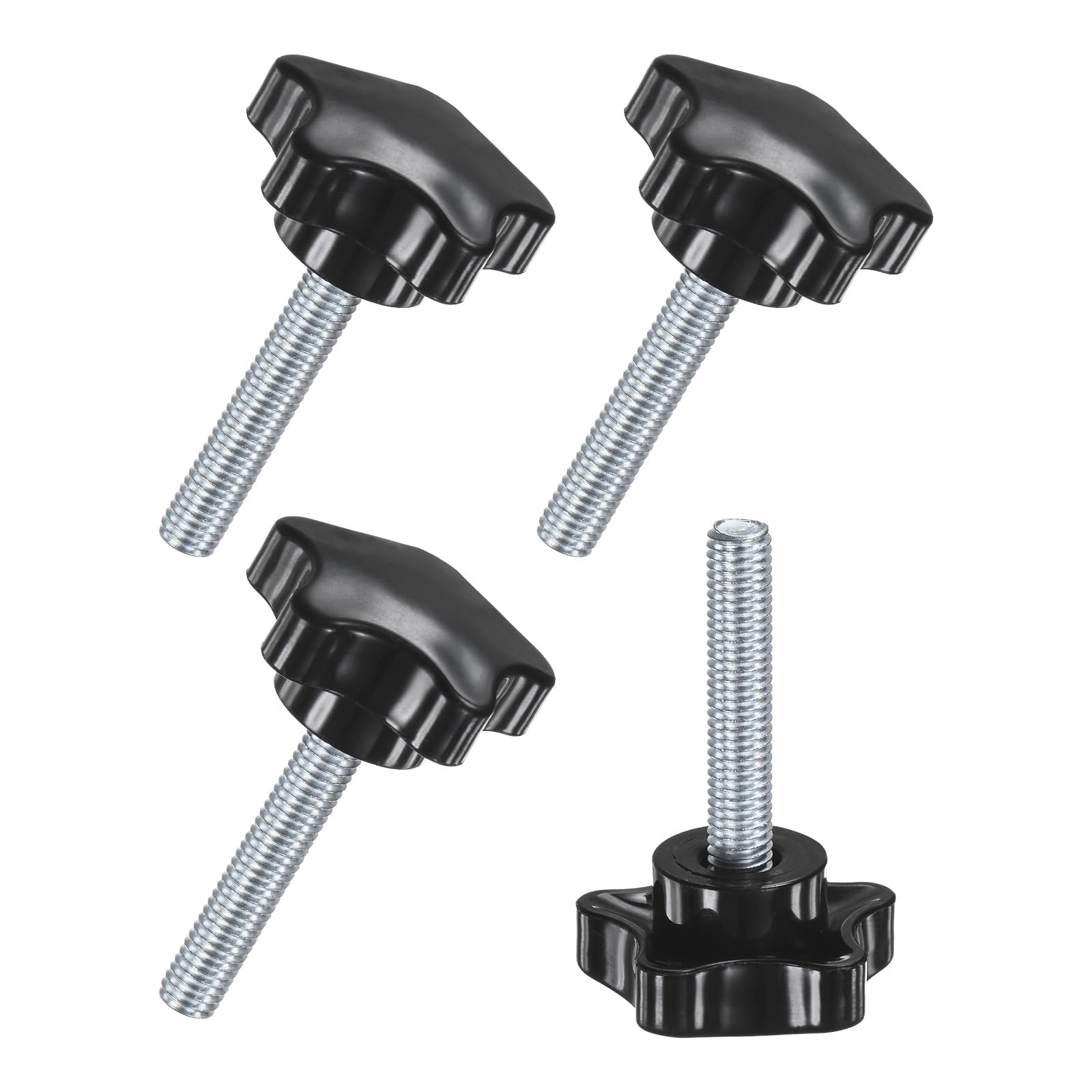 M METERXITY 4-Pack Star Clamping Knobs, M8x40mm Male Thread Hand Tightening Screw for Machinery/Electronic/Furniture/Umbrella Base, Machine Handle Replacement [39mm, Black]