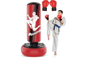 YORWHIN 66 Inch Inflatable Kids Punching Bag with Boxing Gloves, Freestanding Boxing Bag, Stand Kids Punching Bag Toy, Bounce-Back Bag Gifts for Kids, Girls, Boxing Set for Practicing Karate, Taekwondo, MMA