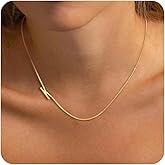 SWRNR Gold Initial Necklace For Women Dainty 14k Gold Plated Letter Necklace For Women Trendy A-Z Sideways Initial Chain Necklaces Choker Box Chain Name Necklaces Fashion Accessories Jewelry Gifts