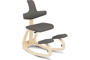 Varier ThatSit Balans Adjustable Ergonomic Kneeling Chair with Backrest, 10-Year Limited Warranty, Designed by Peter Opsvik, Grey/Natural