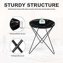 HLR Modern Round Side Table, End Table with Marble