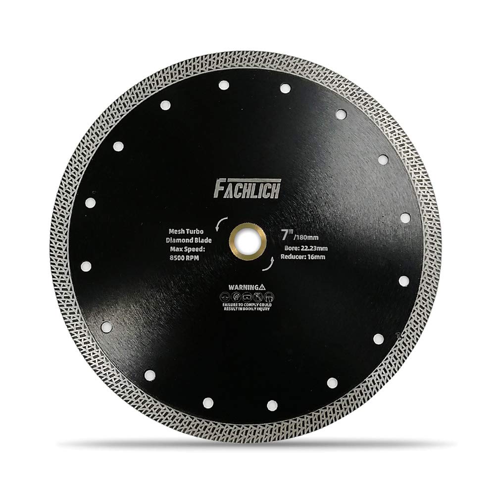 FACHLICH Diamond Cutting Disc,180mm Diamond Saw Blade with Mesh Turbo for Porcelain Tile Ceramic Granite Marble
