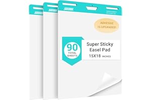 SHARBDA Sticky Mini Easel Pad, 15 x 18 Inches, Self Stick Flip Chart Paper,Sticky Chart Paper for Teachers, Anchor Chart Paper for Office, 30 Sheets/Pad, 3 Pad