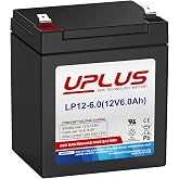 UPLUS LP12-6.0 12V 6AH Rechargeable AGM Battery Compatible for 12V 5Ah | Replacement Batteries for Security Alarm System, Garage Door Opener, Electric Ride-Ons, Trailer Breakaway Kit etc.