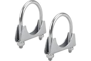 C Q CHANG QI 【2PCS】2 Inche Heavy Exhaust Clamp Muffler Clamp, Stainless Steel Saddle Fixture, U -Shaped Bolt Clamp, Used to Fix the Car to Replace the Exhaust Pipe/Muffler, Connect to the Cutting -Edge Pipe